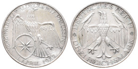 Weimarer Republik, 3 Reichsmark 1929 A. Waldeck. J. 337. Min. gereinigt, vorzüglich