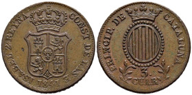 ISABEL II (1833-1868). 3 Cuartos. (Ae. 6,35g/26mm). 1841. Barcelona. (Cal-2019-9). MBC.
