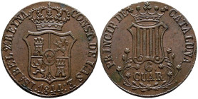 ISABEL II (1833-1868). 6 Cuartos. (Ae. 14,00g/33mm). 1844. Barcelona. (Cal-2019-26). MBC+.