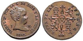 ISABEL II (1833-1868). 1 Maravedí. (Ae. 1,12g/15mm). 1842. Segovia. (Cal-2019-35). SC-. Precioso ejemplar.