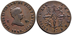 ISABEL II (1833-1868). 2 Maravedís. (Ae. 2,74g/19mm). 1848. Jubia. Jª. (Cal-2019-46). MBC+. Escasa.