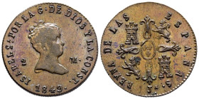 ISABEL II (1833-1868). 2 Maravedís. (Ae. 2,58g/19mm). 1849. Jubia. Jª. (Cal-2019-47). EBC-.