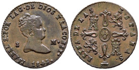 ISABEL II (1833-1868). 2 Maravedís. (Ae. 2,26g/19mm). 1845. Segovia. (Cal-2019-57). MBC+.