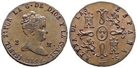 ISABEL II (1833-1868). 2 Maravedís. (Ae. 2,00g/19mm). 1848. Segovia. (Cal-2019-60). EBC.