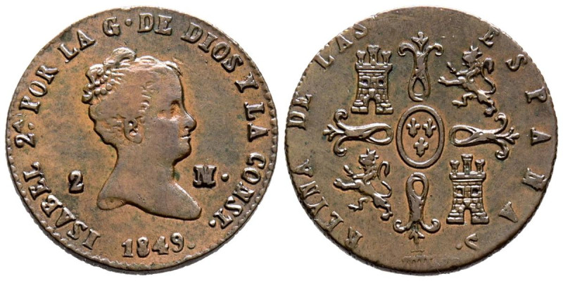 ISABEL II (1833-1868). 2 Maravedís. (Ae. 2,39g/19mm). 1849. Segovia. (Cal-2019-6...