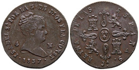 ISABEL II (1833-1868). 4 Maravedís. (Ae. 5,02g/24mm). 1837. Jubia. (Cal-2019-67). MBC+.
