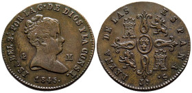 ISABEL II (1833-1868). 4 Maravedís. (Ae. 4,83g/24mm). 1845. Jubia. (Cal-2019-71). MBC+.
