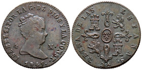 ISABEL II (1833-1868). 4 Maravedís. (Ae. 5,55g/24mm). 1847. Jubia. (Cal-2019-73). MBC+/EBC-.