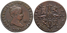 ISABEL II (1833-1868). 4 Maravedís. (Ae. 5,17g/24mm). 1850. Jubia. (Cal-2019-76). MBC+.