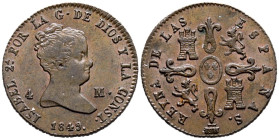 ISABEL II (1833-1868). 4 Maravedís. (Ae. 4,58g/24mm). 1849. Segovia. (Cal-2019-92). EBC-.