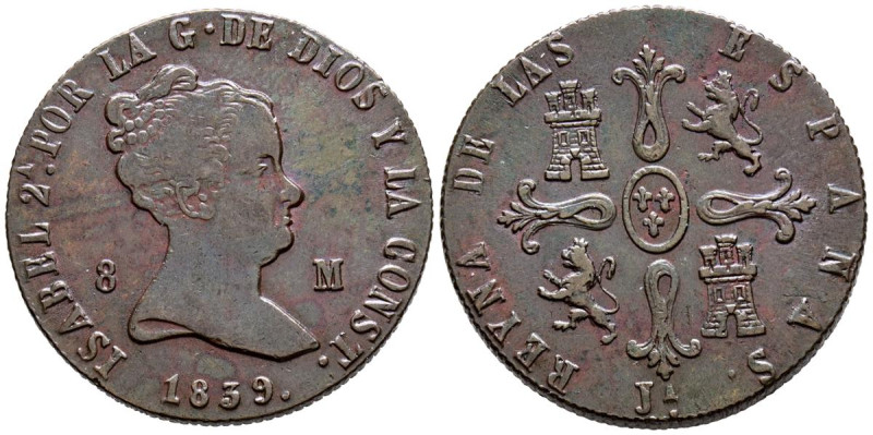 ISABEL II (1833-1868). 8 Maravedís. (Ae. 10,30g/29mm). 1839. Jubia. (Cal-2019-10...