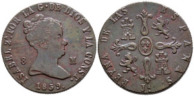 ISABEL II (1833-1868). 8 Maravedís. (Ae. 10,30g/29mm). 1839. Jubia. (Cal-2019-106). MBC+.