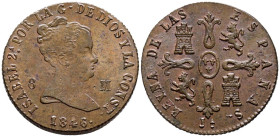 ISABEL II (1833-1868). 8 Maravedís. (Ae. 9,88g/29mm). 1846. Jubia. (Cal-2019-113). EBC.