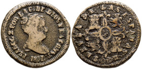 ISABEL II (1833-1868). 8 Maravedís. (Ae. 16,44g/32mm). 1837. Pamplona. (Cal-2019-119). Fundida. MBC/MBC-. Buen ejemplar para este tipo de piezas. Inte...