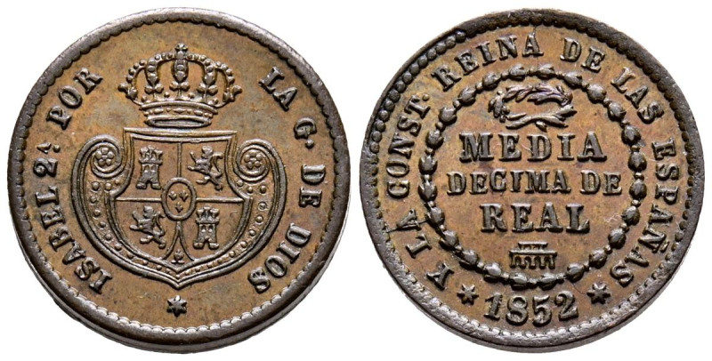 ISABEL II (1833-1868). 1/2 Décima de Real. (Ae. 2,14g/16mm). 1852. Segovia. (Cal...