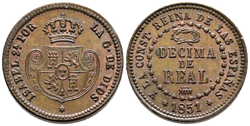 ISABEL II (1833-1868). Décima de Real. (Ae. 3,91g/19mm). 1851. Segovia. (Cal-201...