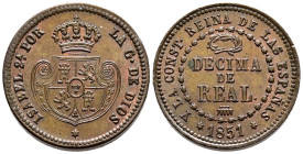ISABEL II (1833-1868). Décima de Real. (Ae. 3,91g/19mm). 1851. Segovia. (Cal-2019-143). EBC. Bonita pátina.