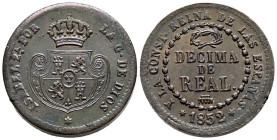 ISABEL II (1833-1868). Décima de Real. (Ae. 3,80g/19mm). 1852. Segovia. (Cal-2019-144). EBC-.