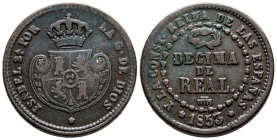 ISABEL II (1833-1868). Décima de Real. (Ae. 3,72g/19mm). 1853. Segovia. (Cal-2019-146). MBC.