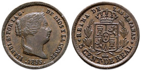 ISABEL II (1833-1868). 5 Céntimos de Real. (Ae. 2,02g/17mm). 1855. Segovia. (Cal-2019-160). EBC.