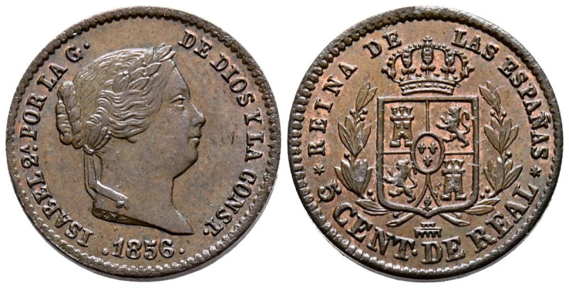 ISABEL II (1833-1868). 5 Céntimos de Real. (Ae. 2,18g/17mm). 1856. Segovia. (Cal...