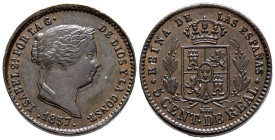 ISABEL II (1833-1868). 5 Céntimos de Real. (Ae. 2,11g/17mm). 1857. Segovia. (Cal-2019-162). EBC+.