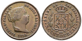 ISABEL II (1833-1868). 5 Céntimos de Real. (Ae. 1,74g/17mm). 1860. Segovia. (Cal-2019-165). EBC-.