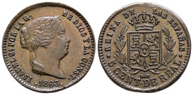 ISABEL II (1833-1868). 5 Céntimos de Real. (Ae. 1,75g/17mm). 1863. Segovia. (Cal-2019-168). MBC+.