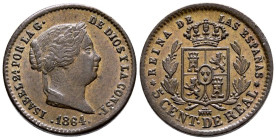 ISABEL II (1833-1868). 5 Céntimos de Real. (Ae. 2,03g/17mm). 1864. Segovia. (Cal-2019-169). EBC.