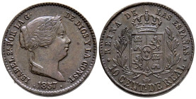 ISABEL II (1833-1868). 10 Céntimos de Real. (Ae. 3,87g/20mm). 1857. Segovia. (Cal-2019-173). MBC+.