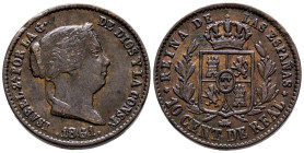 ISABEL II (1833-1868). 10 Céntimos de Real. (Ae. 3,82g/20mm). 1861. Segovia. (Cal-2019-177). MBC.