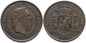 CARLOS VII (1868-1909). 10 Céntimos. (Ae. 10,18g/30mm). 1875. Oñate. (Cal-2019-5). Anverso y reverso coincidentes. EBC+. Excelente pieza.