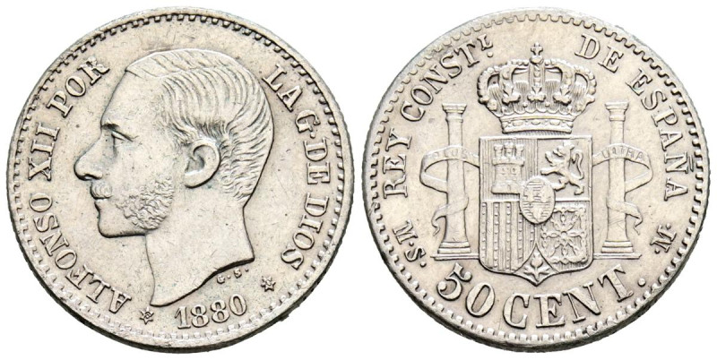 ALFONSO XII (1874-1885). 50 Céntimos. (Ar. 2,50g/18mm). 1880 *8-0. Madrid MSM. (...