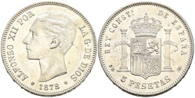 ALFONSO XII (1874-1885). 5 Pesetas. (Ar. 25,05g/37mm). 1878 *18-78. Madrid EMM. (Cal-2019-41). EBC-. Ligeros restos de brillo original.