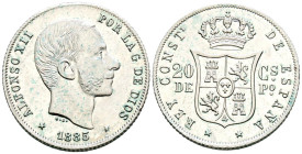 ALFONSO XII (1874-1885). 20 Centavos. (Ar. 5,17g/23mm). 1885. Manila. (Cal-2019-111). EBC. Restos de brillo original.