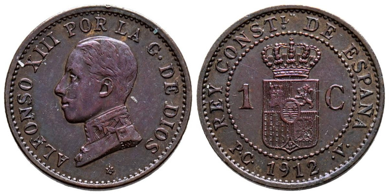 ALFONSO XIII (1885-1931). 1 Céntimo. (Ae. 1,00g/15mm). 1912 *2. Madrid PCV. (Cal...