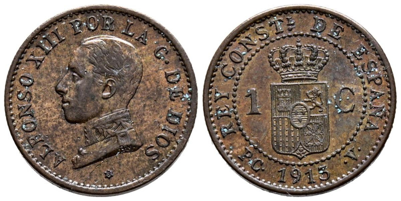 ALFONSO XIII (1885-1931). 1 Céntimo. (Ae. 1,05g/15mm). 1913 *3. Madrid PCV. (Cal...