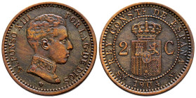 ALFONSO XIII (1885-1931). 2 Céntimos. (Ae. 1,93g/20mm). 1904 *04. Madrid SMV. (Cal-2019-6). EBC-.