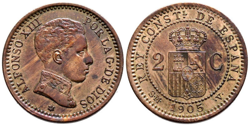 ALFONSO XIII (1885-1931). 2 Céntimos. (Ae. 1,93g/20mm). 1905 *05. Madrid SMV. (C...