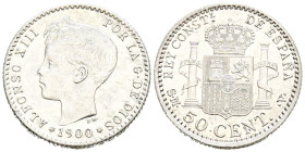 ALFONSO XIII (1885-1931). 50 Céntimos. (Ar. 2,50g/18mm). 1900 *0-0. Madrid SMV. (Cal-2019-45). EBC/EBC+. Brillo original.