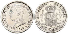 ALFONSO XIII (1885-1931). 50 Céntimos. (Ar. 2,50g/18mm). 1910 *1-0. Madrid PCV. (Cal-2019-48). EBC-.