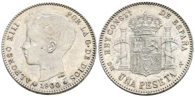 ALFONSO XIII (1885-1931). 1 Peseta. (Ar. 4,94g/23mm). 1900 *19-00. Madrid SMV. (Cal-2019-59). EBC+.