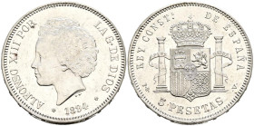 ALFONSO XIII (1885-1931). 5 Pesetas. (Ar. 25,02g/37mm). 1894 *18-94. Madrid PGV. (Cal-2019-104). EBC.