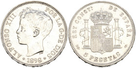 ALFONSO XIII (1885-1931). 5 Pesetas. (Ar. 25,14g/37mm). 1898 *18-98. Madrid SGV. (Cal-2019-109). MBC+. Abrillantada.