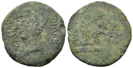 Iberia, Arse-Saguntum, c. 130-72 BC. Æ As (29,7mm,12.4g). Helmeted head of Roma to l.; CN ... in l. field, F(inverted)•IVI... in r. field . R/ Prow to...
