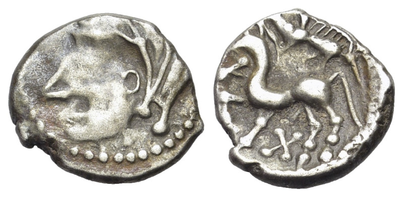 Central Gaul. Bituriges Cubi, c. 70-50 BC. AR Quinarius (13mm, 1.91g, 9h). Celti...