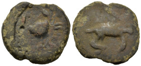 Sicily, Akragas, c. 425-406 BC. Æ Tetras (27,5mm,15.4g). Eagle, with head lowered, standing r. on hare; crab behind. R/ Crab, crayfish l. below. SNG A...