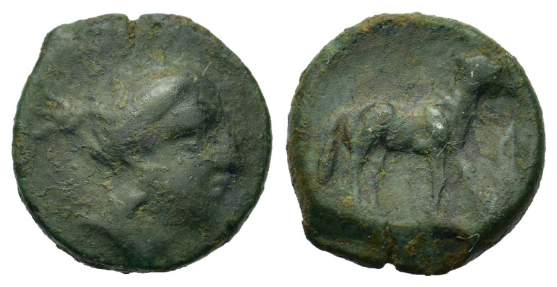 Sicily, Nakona, c. late 5th century BC. Æ (12.9mm,2g). Female head r. R/ Ram sta...