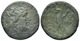 Sicily, Syracuse. Hiketas II (287-278 BC). Æ (20mm, 6.41g, 6h), c. 283-279. Laureate head of Zeus Hellanios r. R/ Eagle standing l. on thunderbolt. CN...