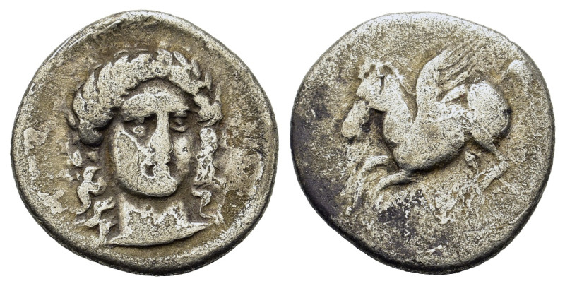 Akarnania, Anaktorion, c. 350-300 BC. AR Drachm (16,2mm,2.5g). Pegasos flying l....